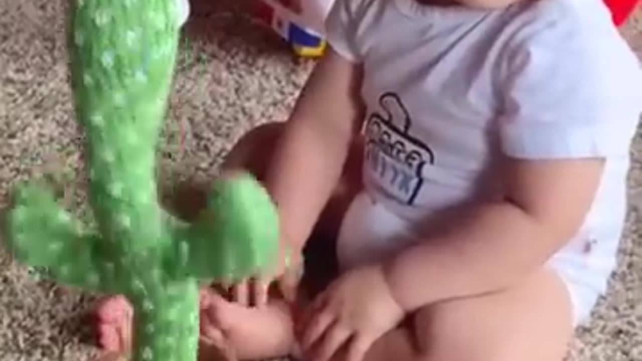 Babies play dancing cactus toy