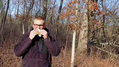 Snack time in the woods