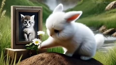 The brave cat sacrificed himself to save the rabbit #rabbit #cat #animation #cutepet