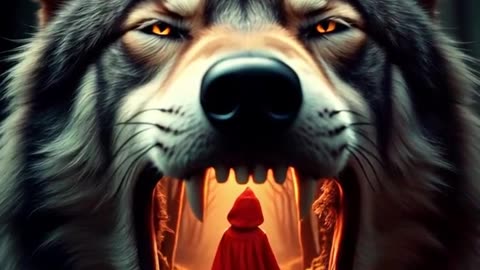 the girl goes deep into the throat and the wolf closes his mouth completely and his eyes too