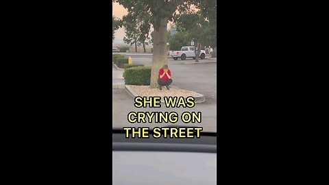 crying girl on street