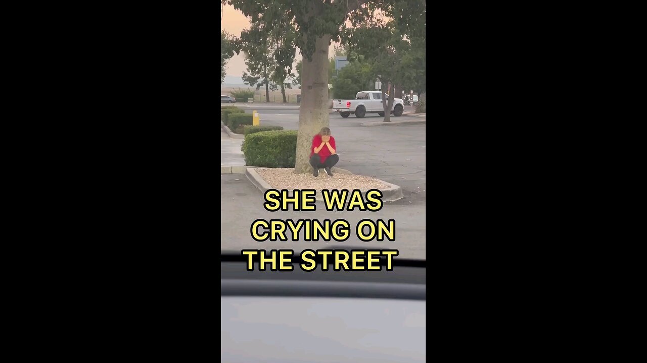 crying girl on street