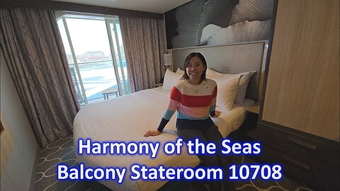 Oceanview Balcony Room 10708 full walkthrough on Royal Caribbean Harmony of the Seas