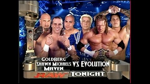 Goldberg, Shawn Michaels, & Maven vs Evolution (Full Match)