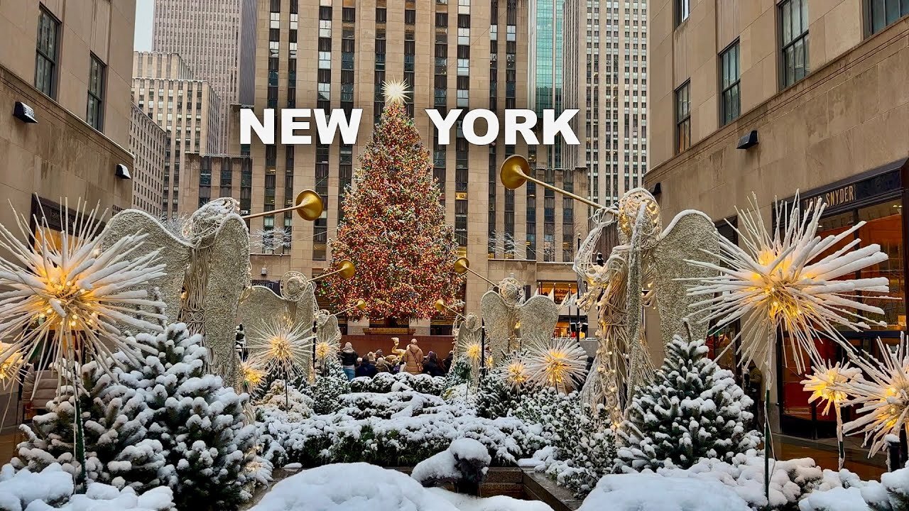 New York City 4K Snow Ambience NYC White Christmas 2024