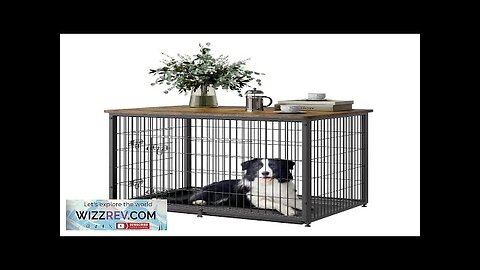 Dog Crate Furniture 44 in Indoor Wooden Dog Kennel with Tray Heavy Review