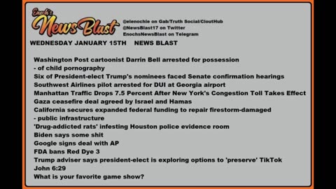 Wednesday, January 15, 2025 News Blast