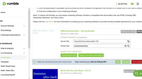 OBS Studio 5 - Set up Rumble - Play the show