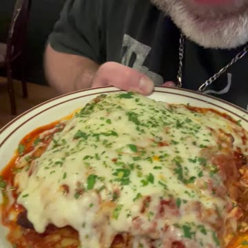 Christmas Italian Eating Continues! A HUGE piece of Lasagna OH!