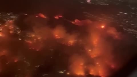 Aerial View of Wildfires in Los Angeles