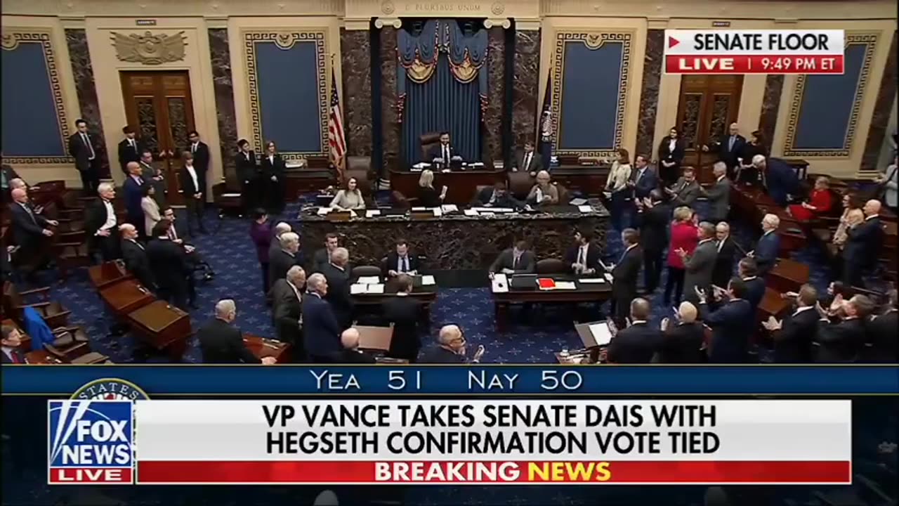 VP Vance Casts Tie-Breaking Vote Confirming Pete Hegseth as Secretary of Defense