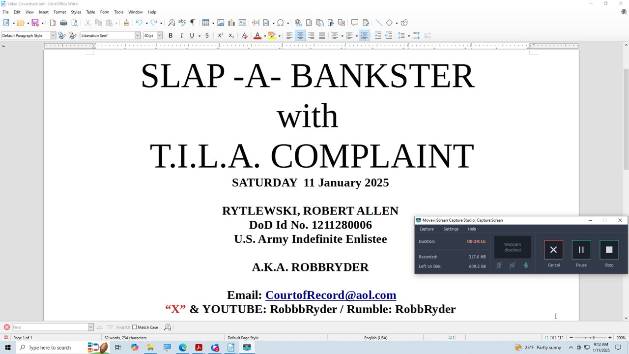 "SLAP - A - BANKSTER" with T. I. L. A. COMPLAINT