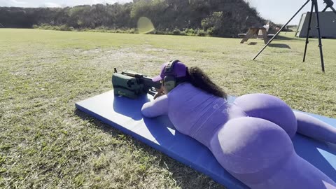 Big american wife asss on AK-47 Range Day