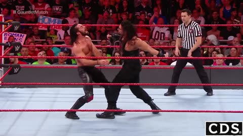 Seth Rollins vs Roman Reigns, John Cena, Elias Gauntlet February 19th 2018 Highlights