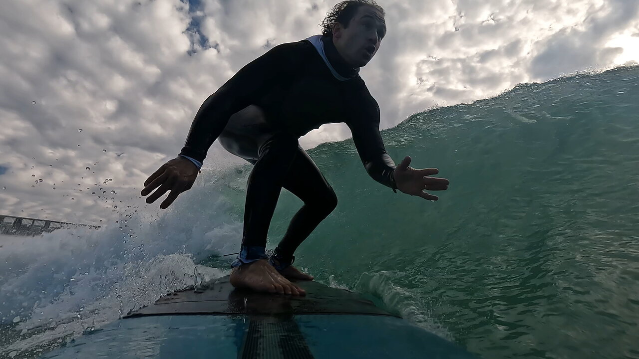 Surfing the County Pier in Panama City Beach Florida, 1-11-25
