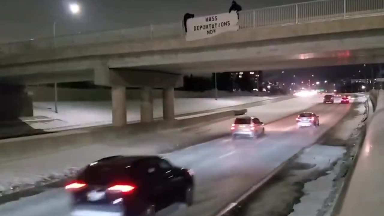 Canadians have had enough. “Mass deportations now” banners are being posted above Canadian highways.