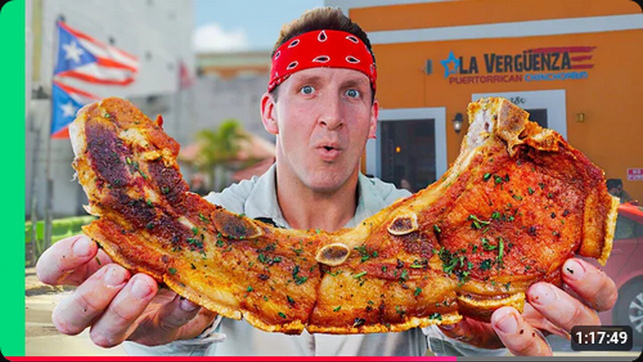 Record Breaking Pork Chops!! Street Food Marathon in Puerto Rico!!