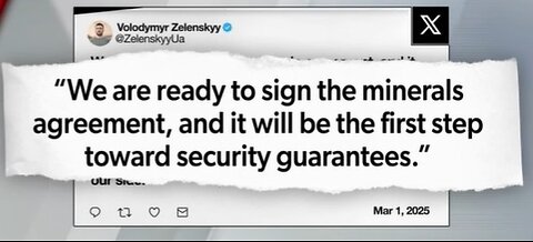 3-1-25 BREAKING NEWS President Zelenskyy says he is Ready to Sign Mineral Deal