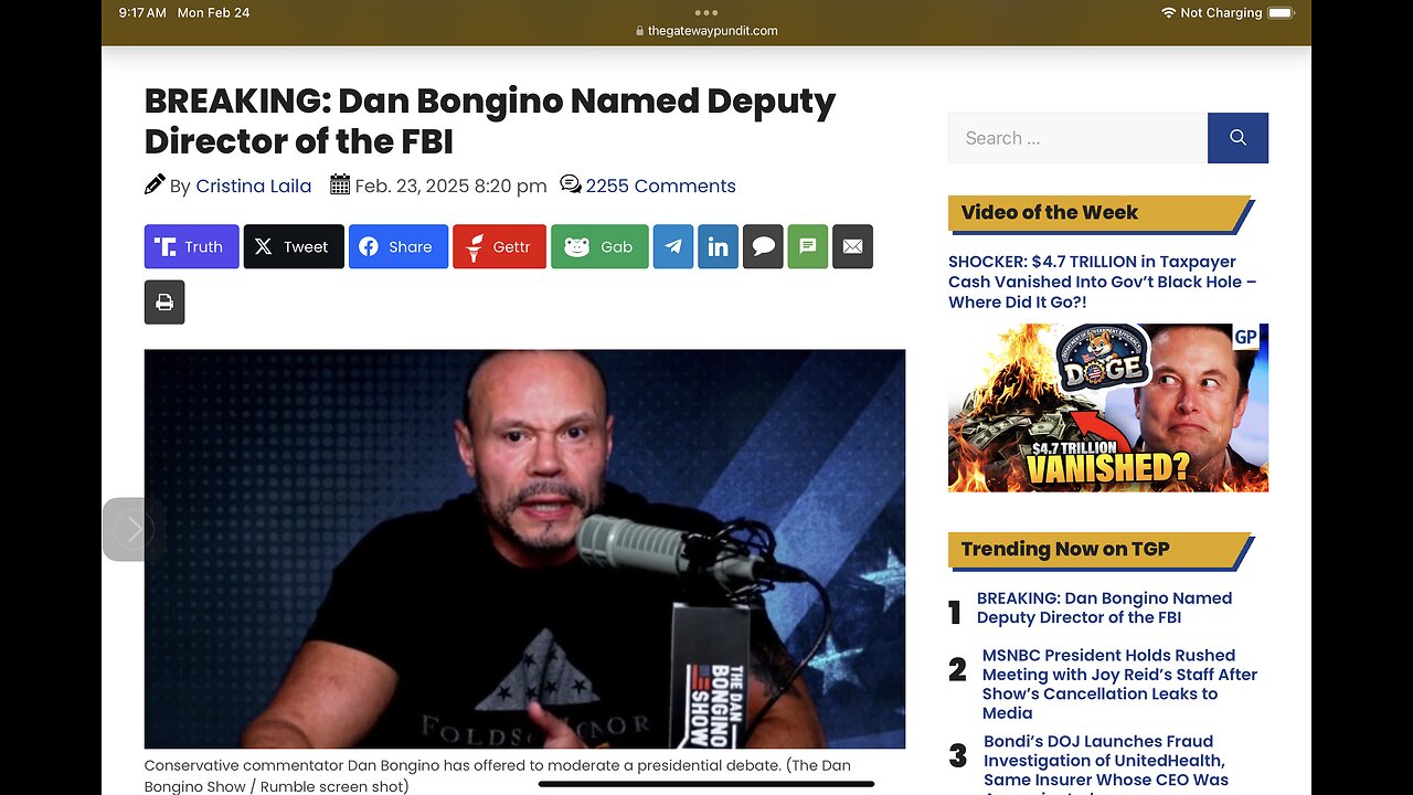 BREAKING: Dan Bongino Named Deputy Director of the FBI