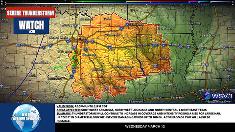 Severe Storm Watch #29: Hail & 70MPH Winds! 3/12/25 #shorts #weather