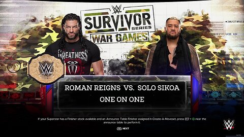 WWE 2k24 Roman Reigns (c) vs Solo Sikoa