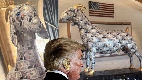 In Trump We Trust! Golden Hooved Goat Statue At Trumps Mar-A-Lago Home!