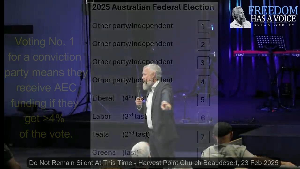 A Conviction Party Must Receive Our No 1 Vote in the Federal Election - Dylan Oakley, 23 Feb 2025