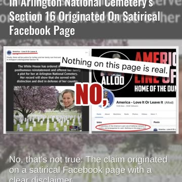 Fact Check: White House Offering Ashli Babbitt's Family Plot In Arlington National Cemetery = Satire