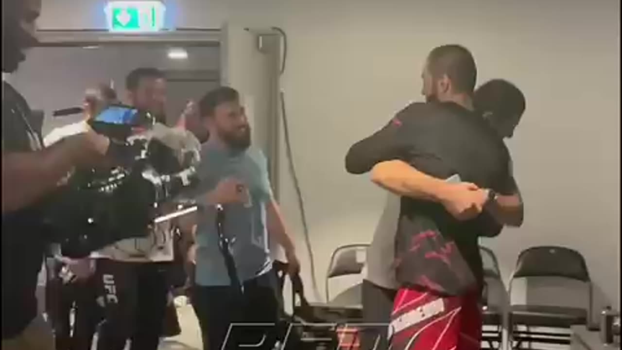 Islam congratulates Abubakar after his win in UFC 311