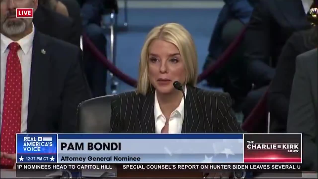 Pam Bondi gets asked about QAnon. Strangely a lot of questions to Bondi were about Patel or Trump