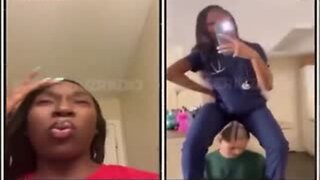 Nasty Ghetto Healthcare Worker Twerks And Rubs Herself On Disabled Man's Head