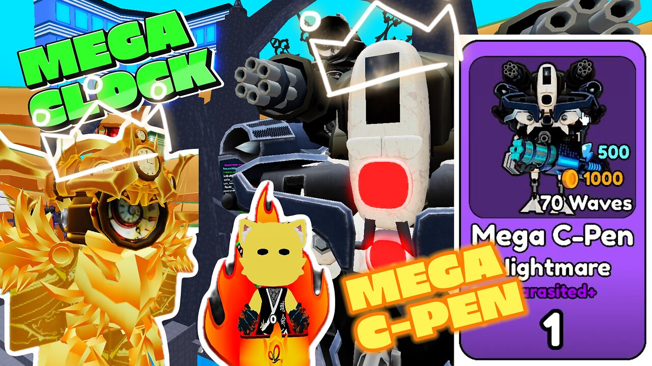 MEGA CLOCK and MEGA C-PEN IMPOSSIBLE IN THE TOILET verse Tower defense - Roblox