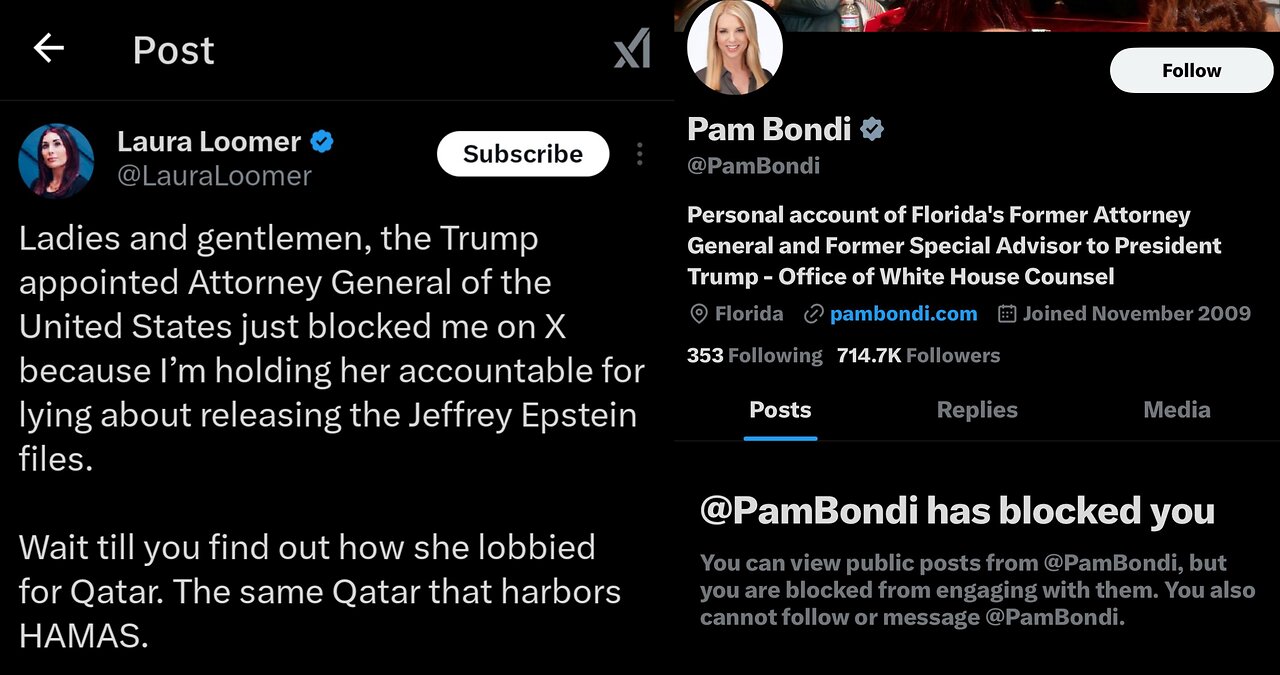 Pam Bondi Blocked Laura Loomer On Epstein Files