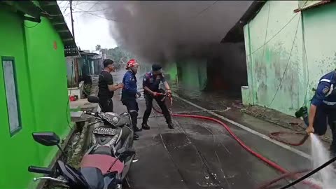 A fire broke out in a densely populated residential area