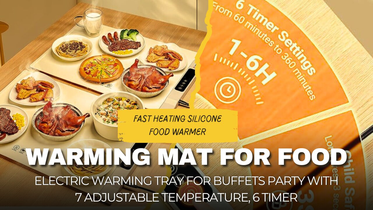 Warming Mat for Food, Electric Warming Tray for Buffets Party with 7 Adjustable Temperature