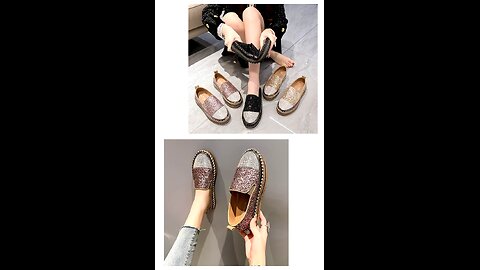 Glitter Flat Thick Bottom Loafers Crystal Shoes