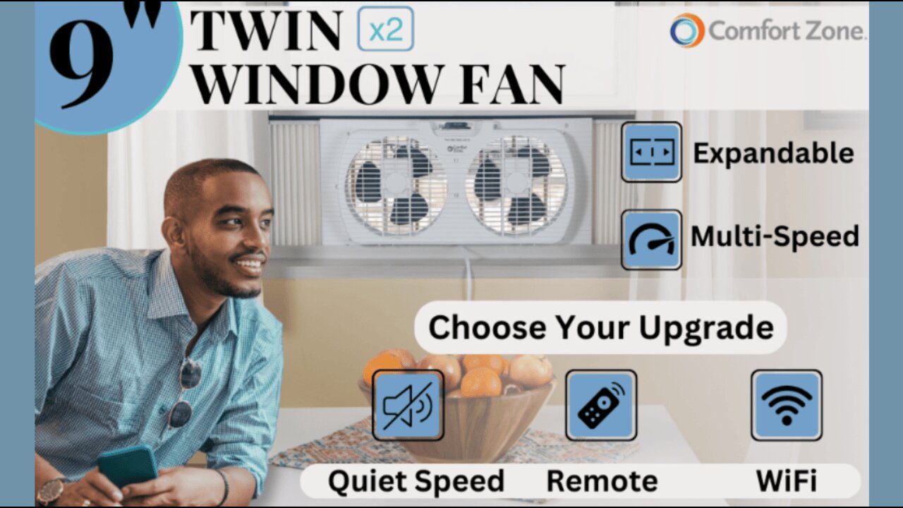 Comfort Zone Twin Window Fan with Remote Control