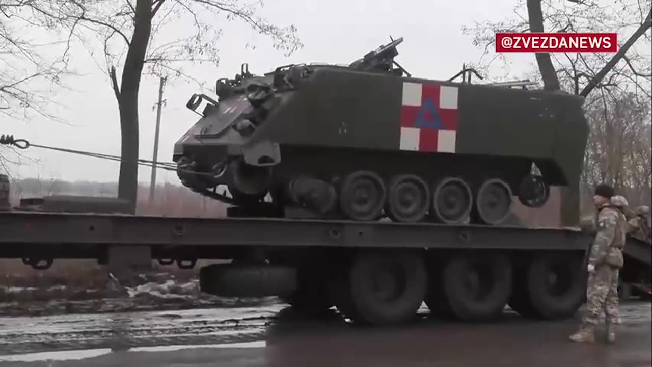 Ukraine used a Red Cross marked IFV to transport artillery and mortar shells