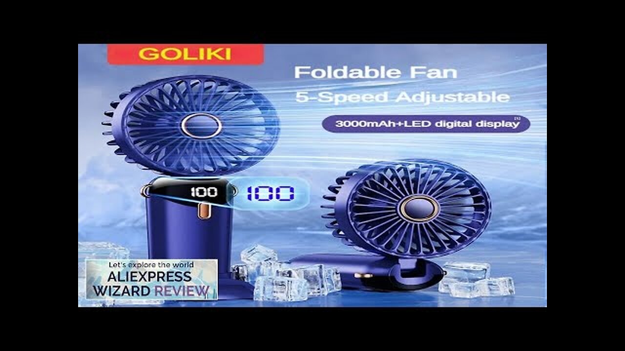 3000mAh Handheld Mini Fan Foldable Portable Neck Hanging Fans 5 Speed USB Review