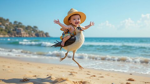 Adorable Baby Takes Flight on a Bird—Must See!