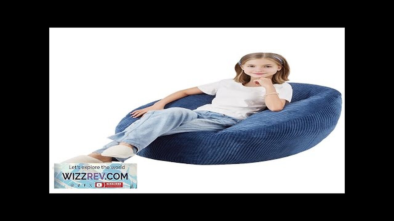 3 feet Bean Bag Chair with Soft Armrests and Storage Pocket Blue Review