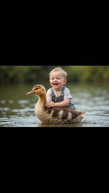 Baby's Hilarious Duck Ride: Splashing into Fun