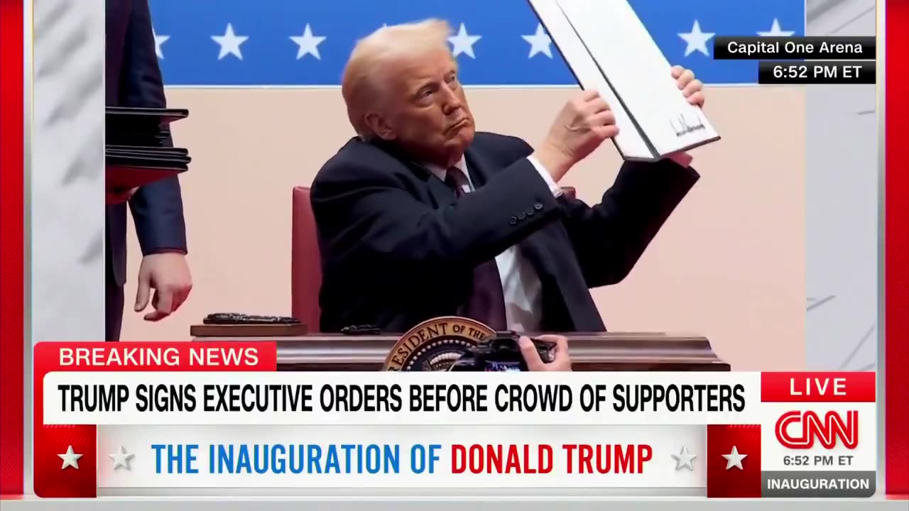 Trump Signs Executive Orders in Front of Supporters