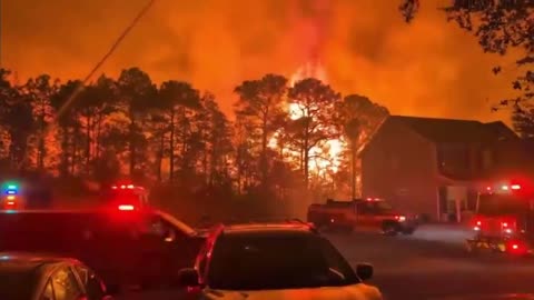 The Carolina Forest wildfire on Wyandot Ct. in Myrtle Beach, South Carolina