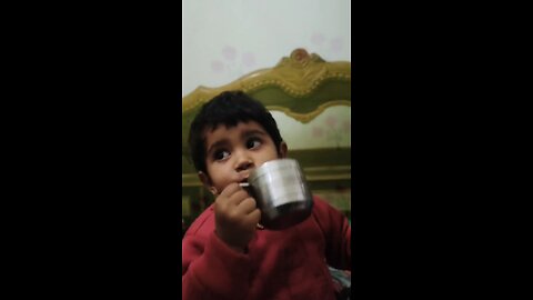 cute indian kid enjoying tea ☕ @adrisha