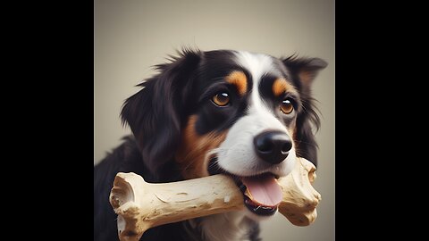 A Pet Dog Munching On A Large Bone 🐶
