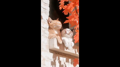 two beautiful cats getting sunshine in a window.