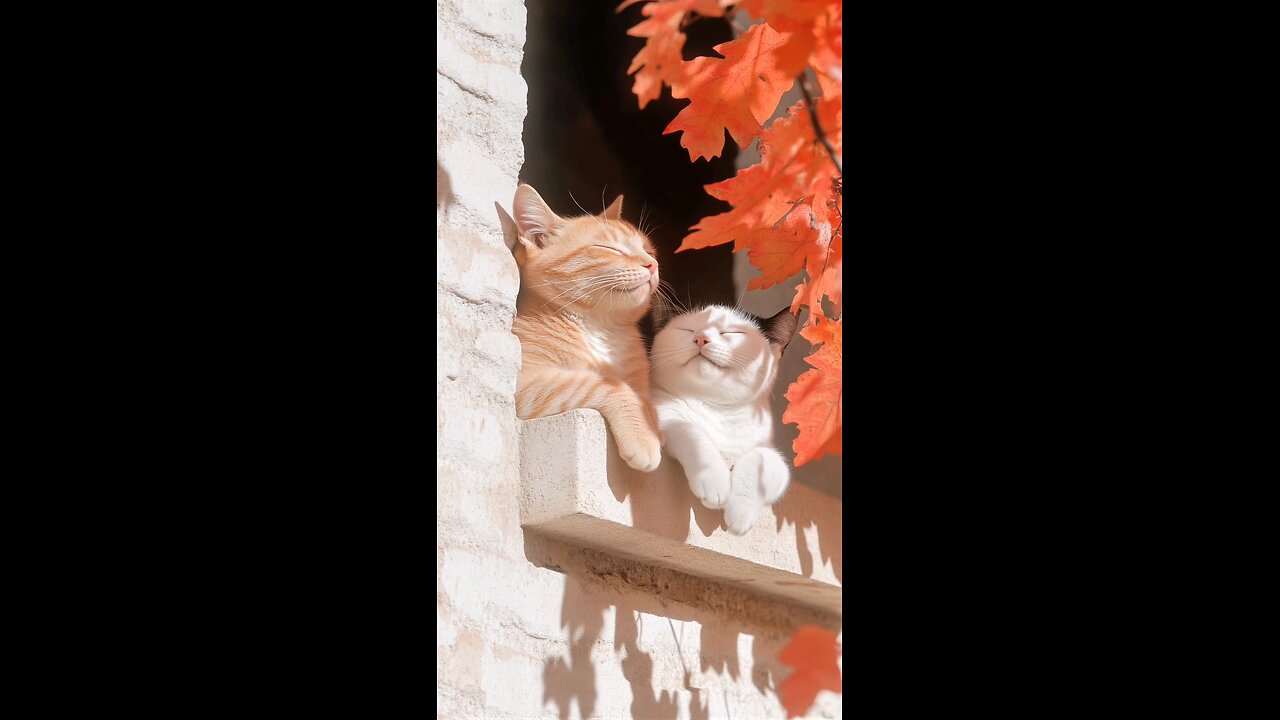 two beautiful cats getting sunshine in a window.