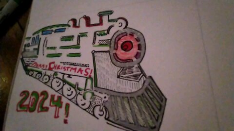 Merry Christmas Train Hand Drawn