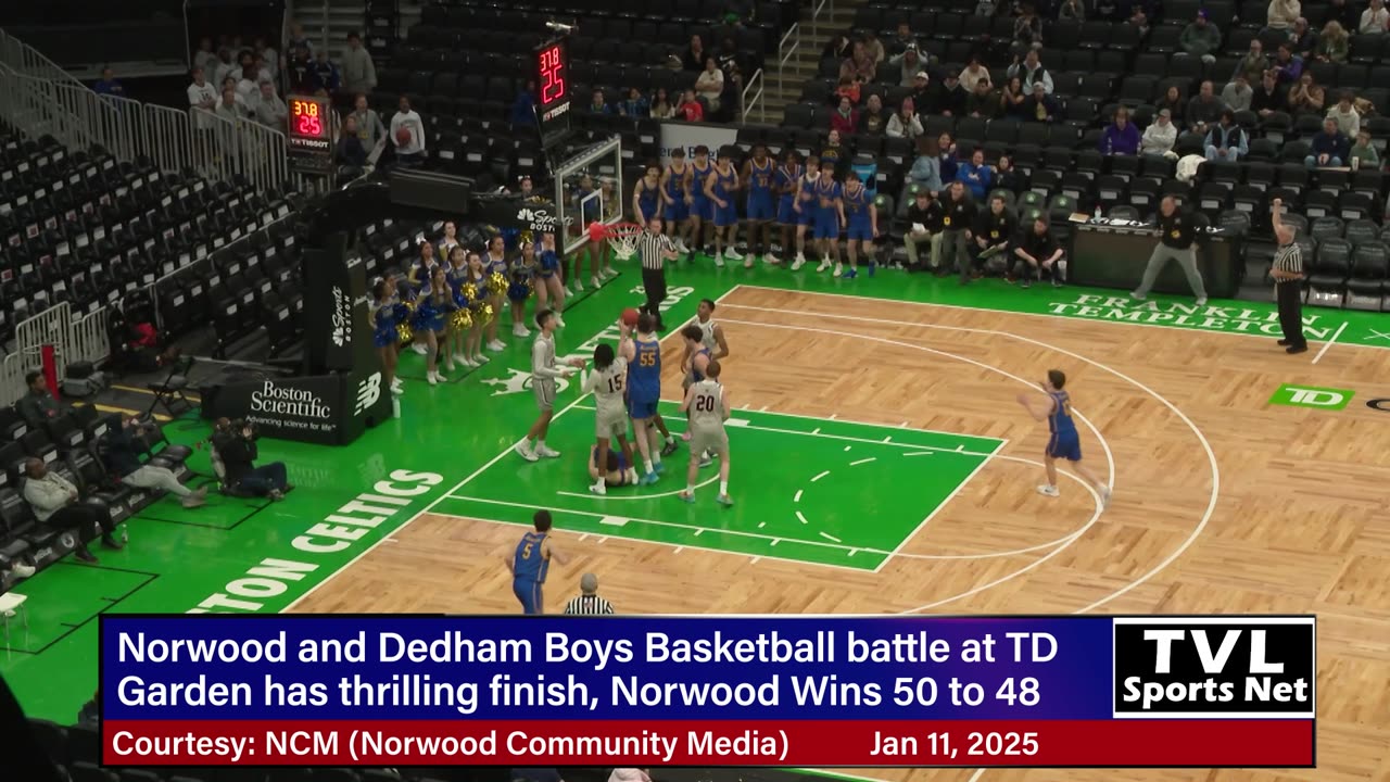 Norwood Mustangs Boys Basketball vs Dedham Marauders at TD Garden Highlights January 11 2025